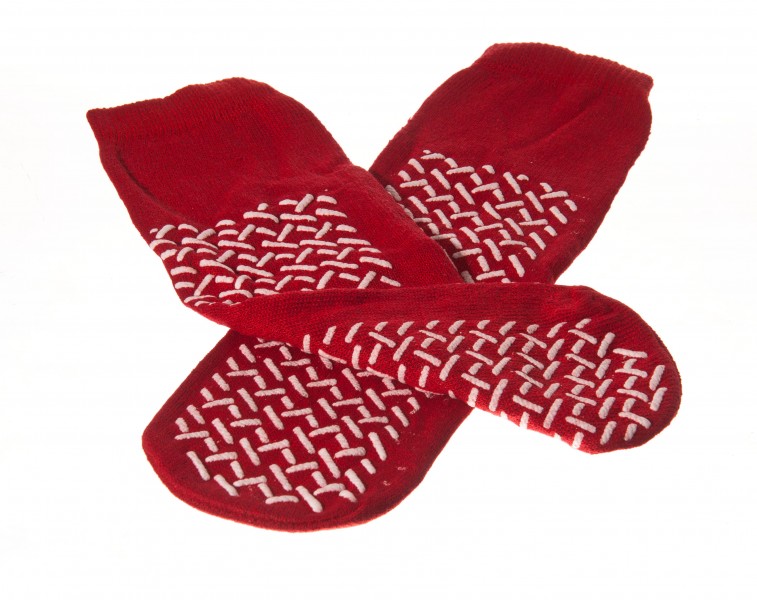 Fall Prevention Slippers, Double Tread, Red