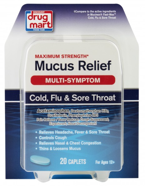 DDM Mucus Relief Multi-Symptom Caplets