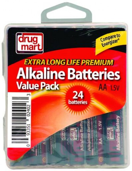 DDM Extra Long Premium Alkaline Batteries AA Value 24 Pack