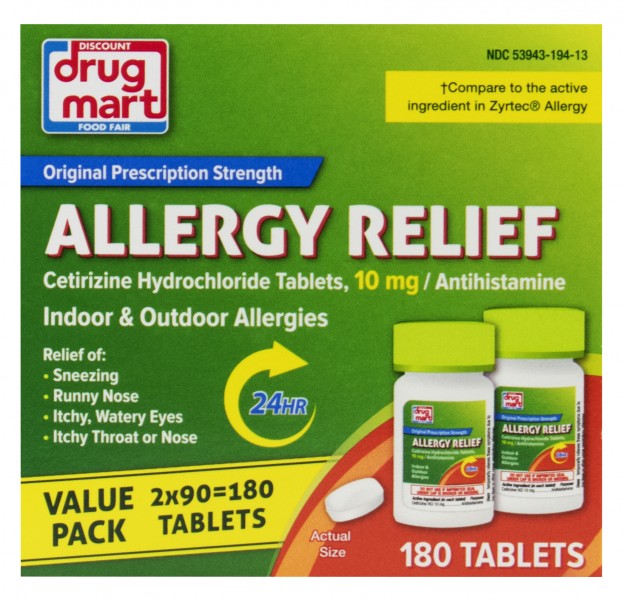 DDM Allergy Relief Cetirizine Hydrochloride Tablets Value Pack