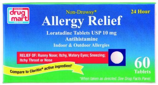 DDM Loratadine 10 mg 60 Count Non-Drowsy Allergy Relief