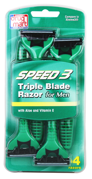 DDM Speed 3 - Triple Blade Razor for Men - 4 pk