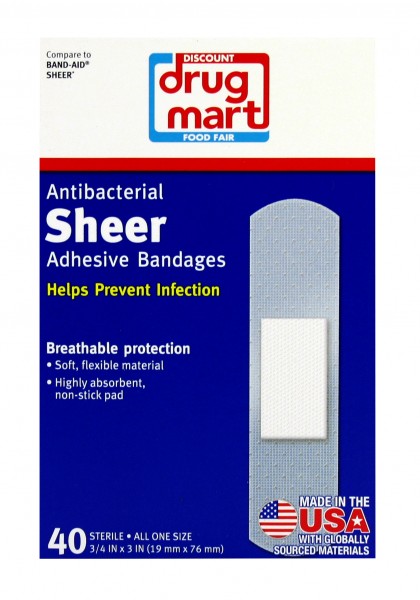 DDM Antibacterial Sheer Adhesive Bandages 3/4