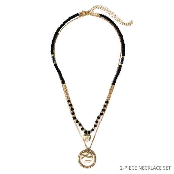 Coronet Two Layer Black & Gold Bead Necklace