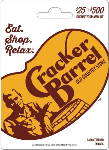 Cracker Barrel Gift Card, $25-$500
