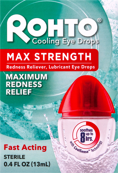 Rohto Cooling Eye Drops, Max Strength, Fast Acting, Sterile