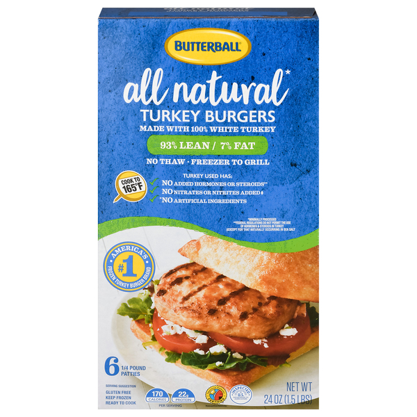 Butterball Turkey Burgers, 98%/7%