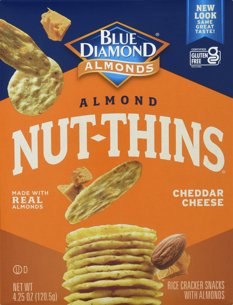 Blue Diamond Cracker Snacks, Nut & Rice, Almond, Cheddar Cheese