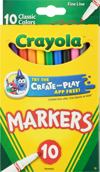 Crayola Markers, Nontoxic, Classic Colors, Fine Line