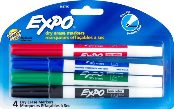 Expo Markers, Dry Erase, Intense Colors, Fine Tip