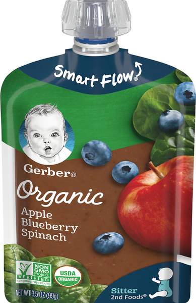 Gerber Apple Blueberry Spinach, Organic