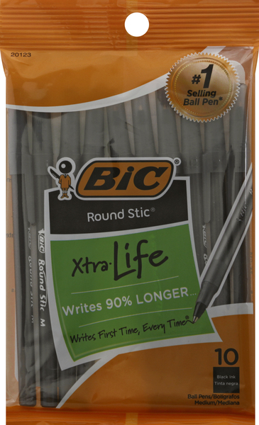 BiC Ball Pens, Black Ink, Xtra Life, Medium
