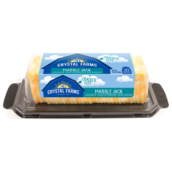 Crystal Farms Cheese Slices, Marble Jack, Cracker Cuts