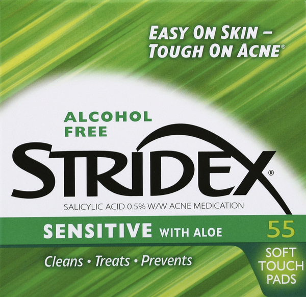 Stridex Acne Medication, Sensitive, with Aloe, Soft Touch Pads