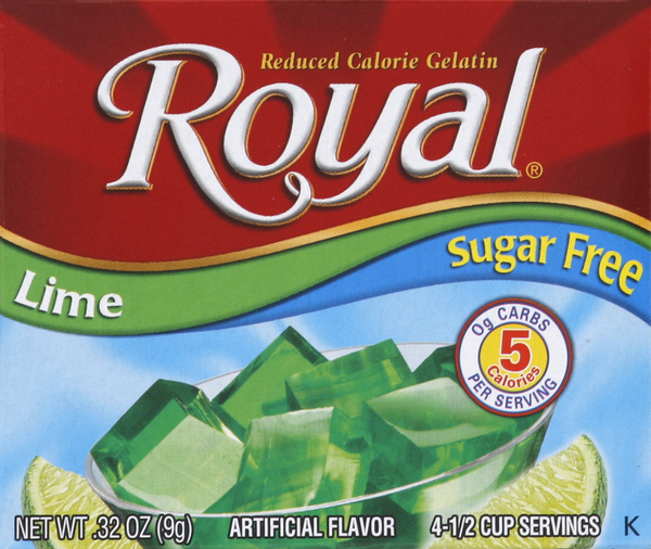 Royal Gelatin, Reduced Calorie, Sugar Free, Lime