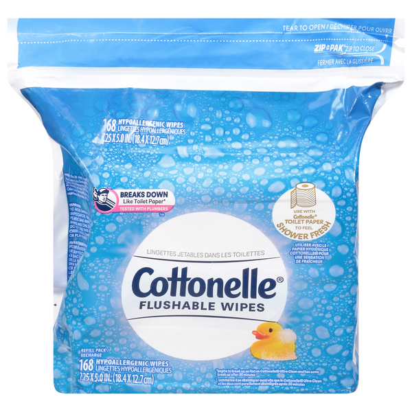 Cottonelle Wipes, Hypoallergenic, Flushable