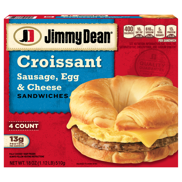 Jimmy Dean Sandwiches, Sausage, Egg & Cheese, Croissant