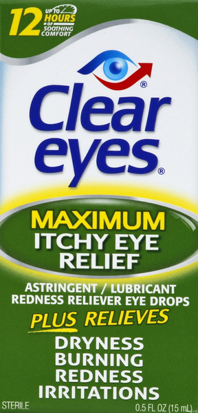 Clear Eyes Eye Drops, Astringent/Lubricant Redness Reliever, Maximum, Itchy Eye Relief