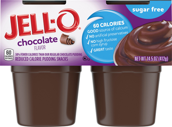 JELL-O Pudding Snacks, Reduced Calorie, Chocolate Flavor