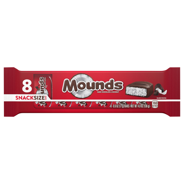 Mounds Candy Bar, Dark Chocolate & Coconut, Snack Size