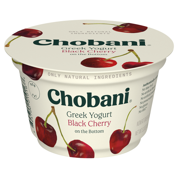 Chobani Yogurt, Greek, Non-Fat, Black Cherry on the Bottom