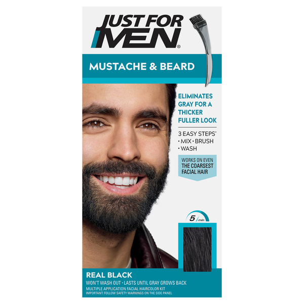Just For Men Facial Haircolor Kit, Mustache & Beard, Real Black M-55