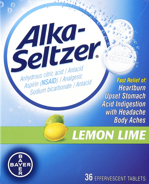 Alka-Seltzer Antacid/Analgesic, Effervescent Tablets, Lemon Lime