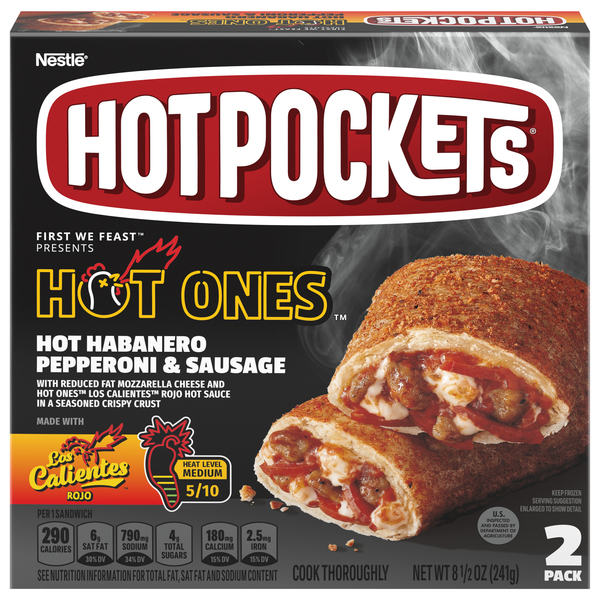 Hot Pockets Sandwich, Hot Habanero Pepperoni & Sausage, 2 Pack