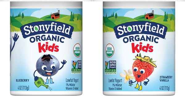 Stonyfield Organic Yogurt, Lowfat, Strawberry Vanilla, Blueberry