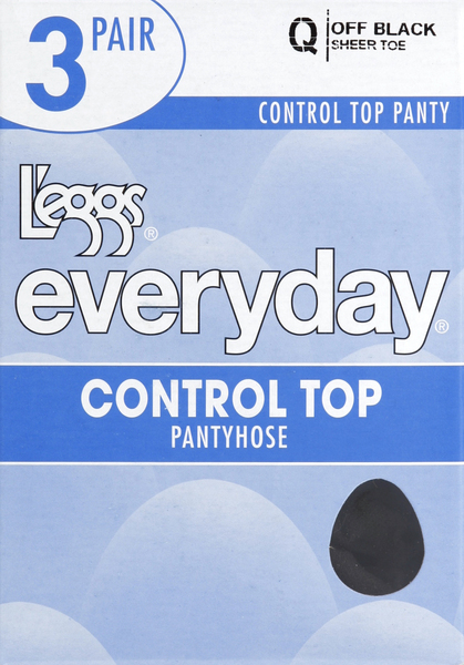 L'eggs Pantyhose, Control Top, Sheer Toe, Size Q, Off Black