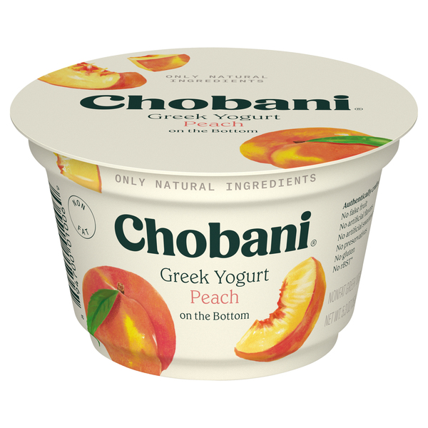Chobani Yogurt, Greek, Non-Fat, Peach on the Bottom