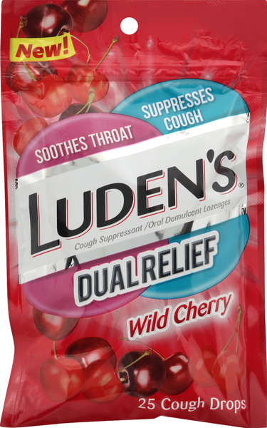 Ludens Cough Drops, Dual Relief, Wild Cherry