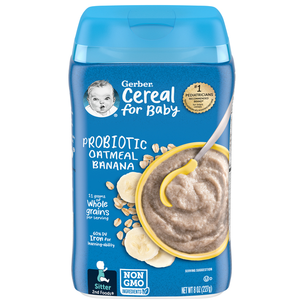 Gerber Oatmeal, Probiotic, Banana, Sitter 2nd Foods