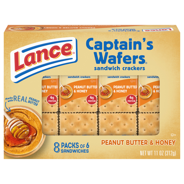 Lance Sandwich Crackers, Peanut Butter & Honey, 8 Packs