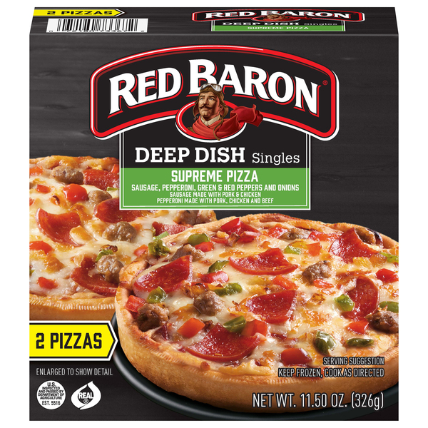 Red Baron Pizza, Deep Dish, Supreme, Singles