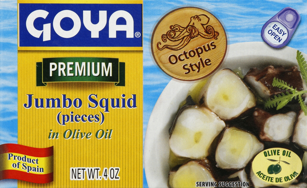 Goya Squid Pieces, Premium, Jumbo, in Olive Oil