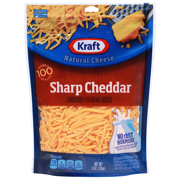 Kraft Shredded Cheese, Sharp Cheddar, Natural