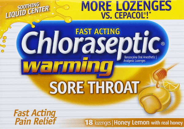 Chloraseptic Sore Throat, Warming, Lozenges, Honey Lemon