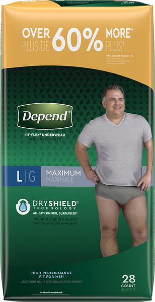 Depend Underwear, Fit-Flex, for Men, Maximum Absorbency, Large