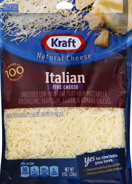 Kraft Cheese, Italian, Shredded, Five Cheese