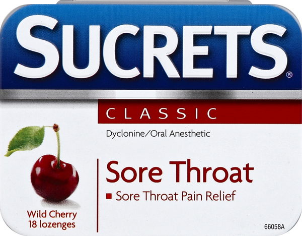 Sucrets Sore Throat, Classic, Lozenges, Wild Cherry