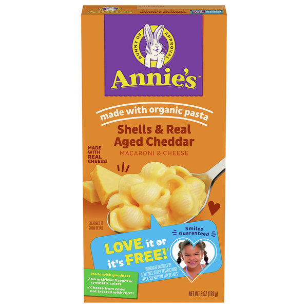 Annies Macaroni & Cheese, Shells & Real Aged Cheddar