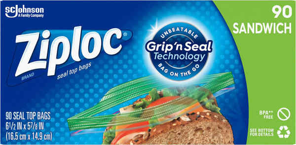 Ziploc Sandwich Bags, Smart Zip Seal