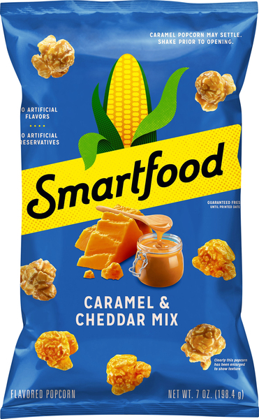 Smartfood Popcorn, Caramel & Cheddar Mix Flavored