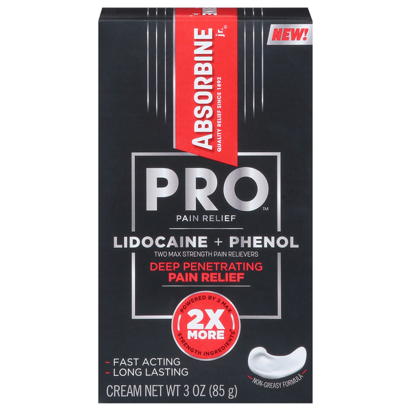Absorbine Deep Penetrating Pain Relief, Lidocaine + Phenol, Two Max Strength, Cream
