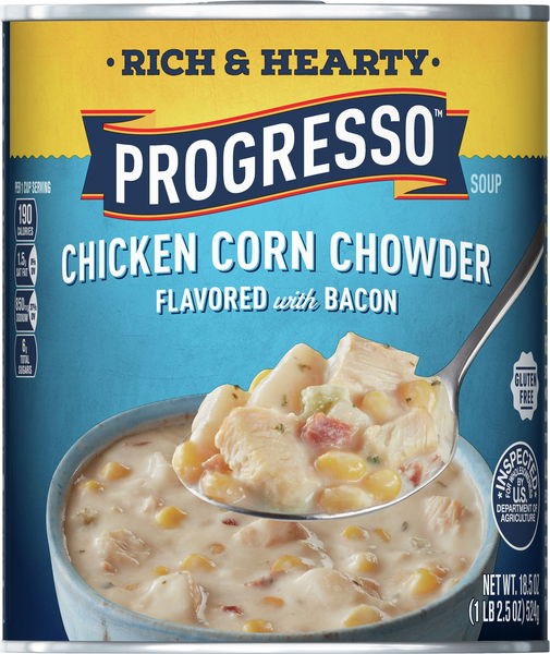 Progresso Soup, Chicken Corn Chowder, Flavored with Bacon