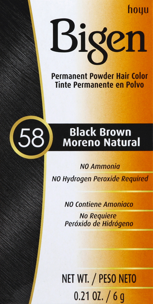 Bigen Hair Color, Permanent Powder, Black Brown 58
