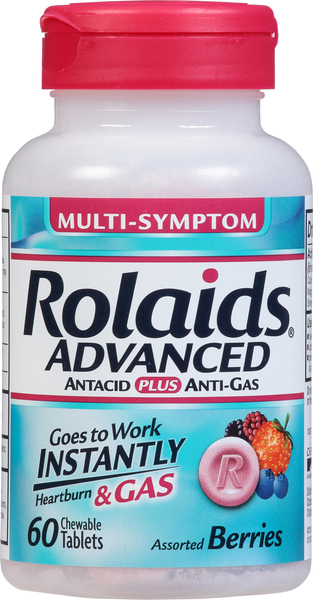 Rolaids Antacid Plus Anti-Gas, Multi-Symptom, Assorted Berries, Chewable Tablets