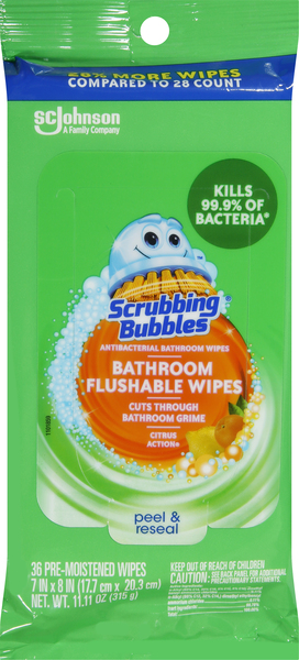 Scrubbing Bubbles Bathroom Flushable Wipes, Citrus Action