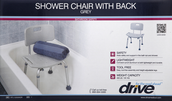 Drive Shower Chair, with Back, Grey